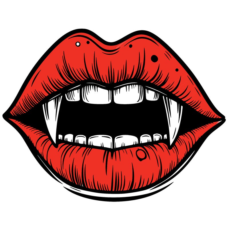 lips with vampire teeth