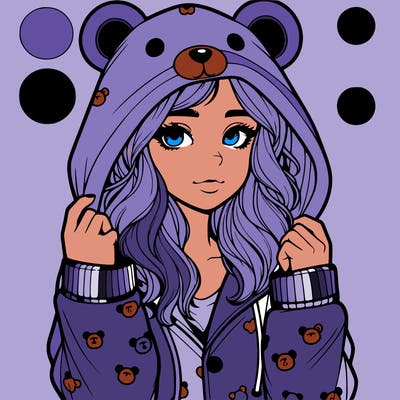 realistic girl in a animal pjs hoodie