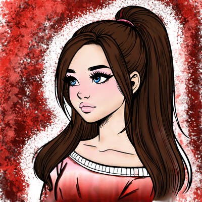 realistic girl with a high ponytail