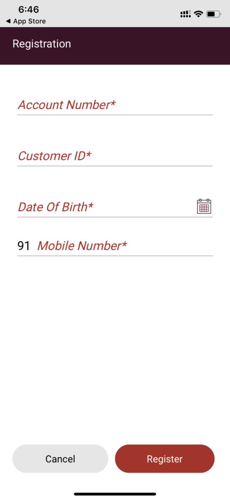 Registration screen of the IPPB Mobile Banking app for Indian diaspora users