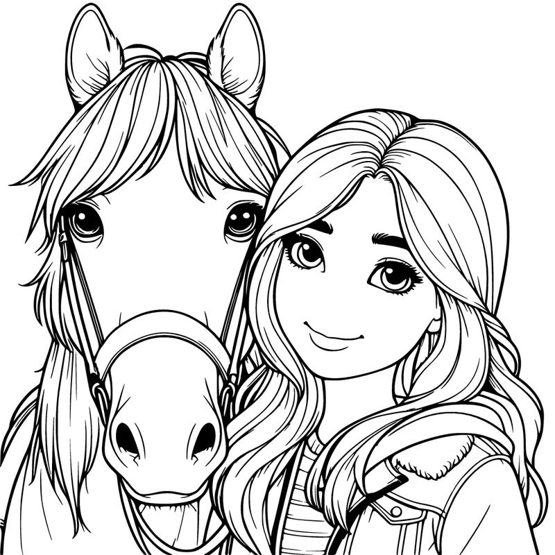 realistic girl with horse