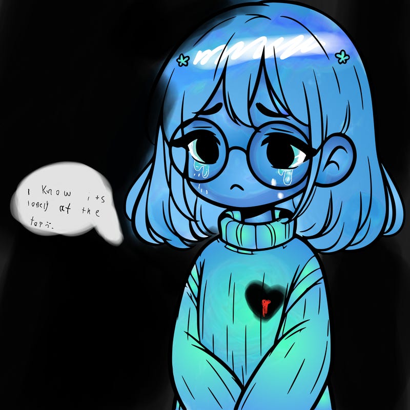 sad girl with glasses in a sweater