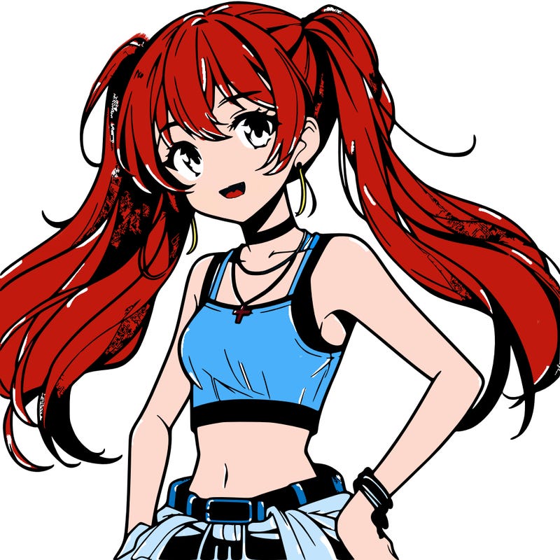 anime girl wearing crop top