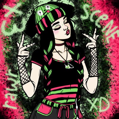 realistic teenage girl with braids and a beanie and crop top doing 🫶🏼