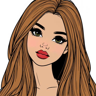 realistic teen girl with long hair and lips