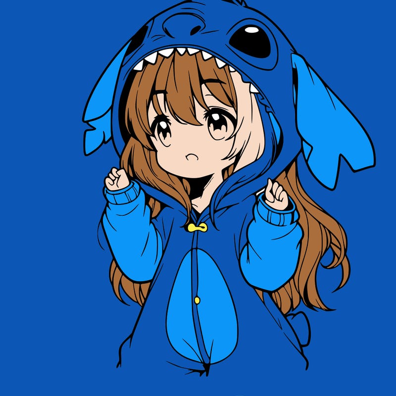anime girl in a stitch onsie