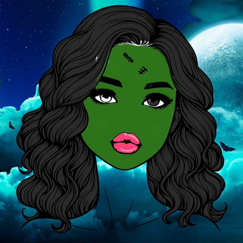 realistic girl with wavy hair and lips