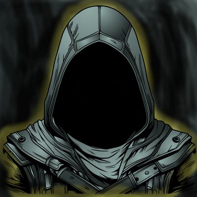 realistic human warrior with a mask and hood on