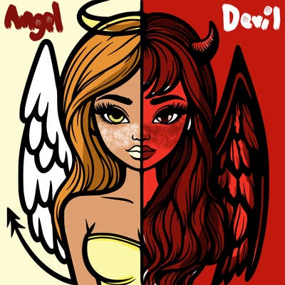 realistic angel half devil