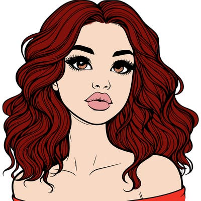realistic girl with wavy hair and lips