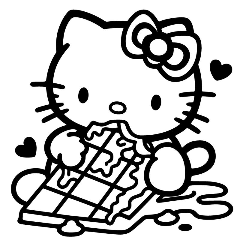 hello kitty eating chocolate