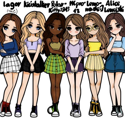 a group of girls realistic