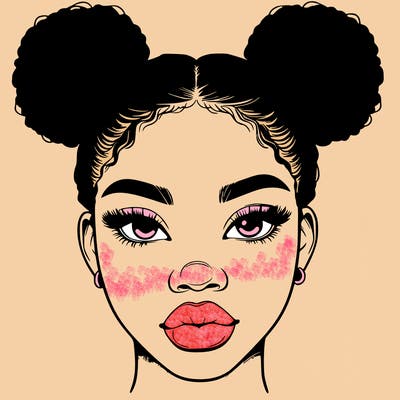 realistic black woman with two buns