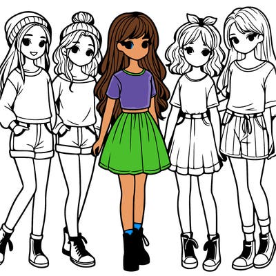 a group of five girls