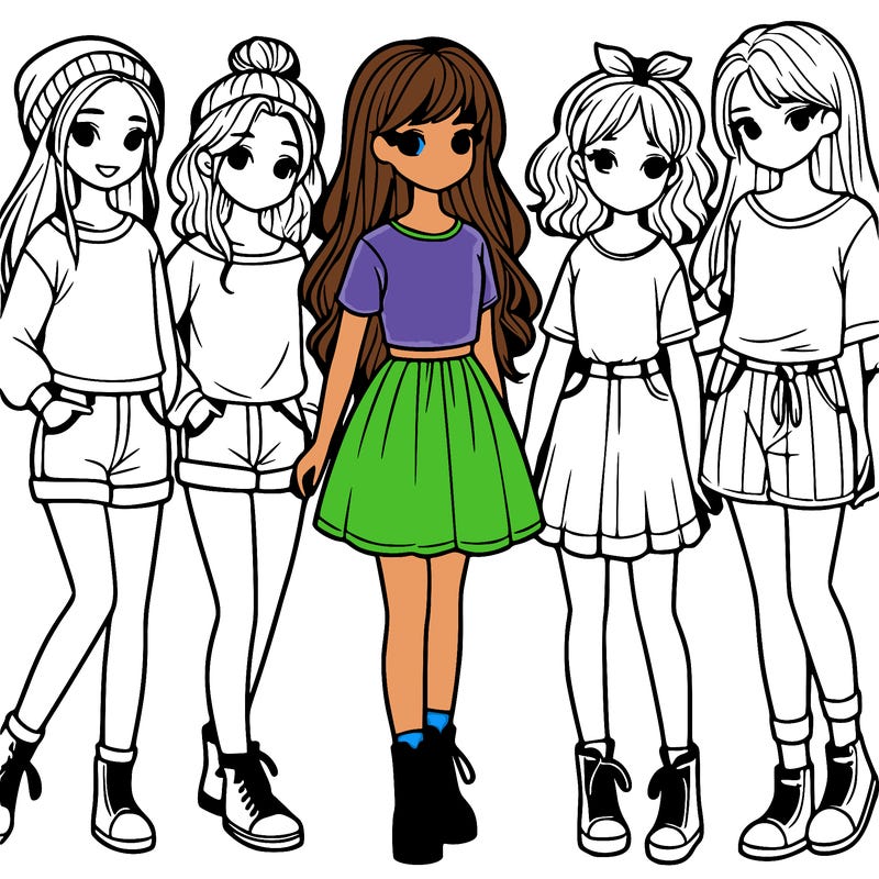 a group of five girls
