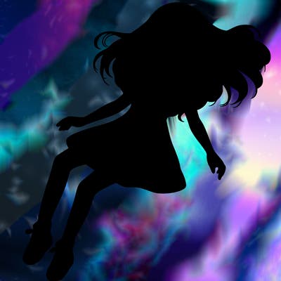 realistic girl floating