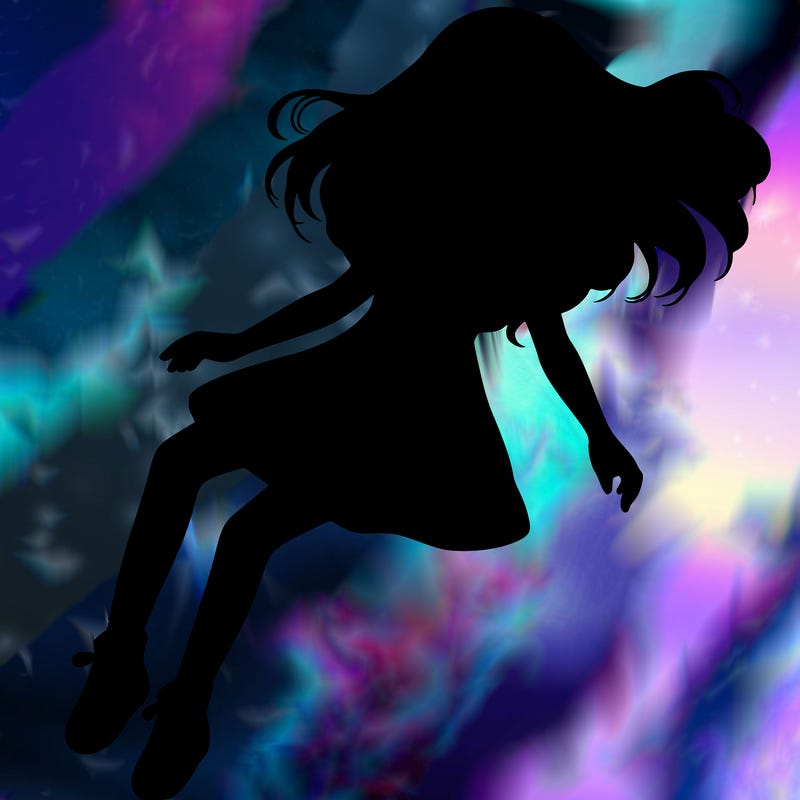 realistic girl floating