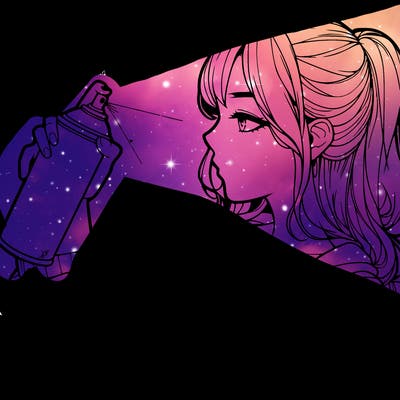 a realistic girl spray, painting