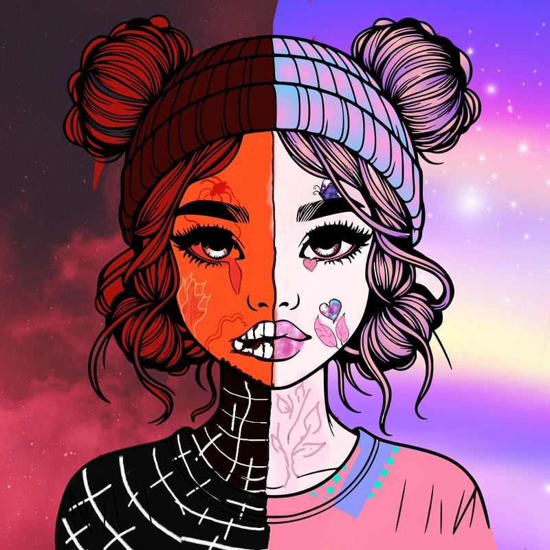 realistic girl with buns in her hair with a beanie on