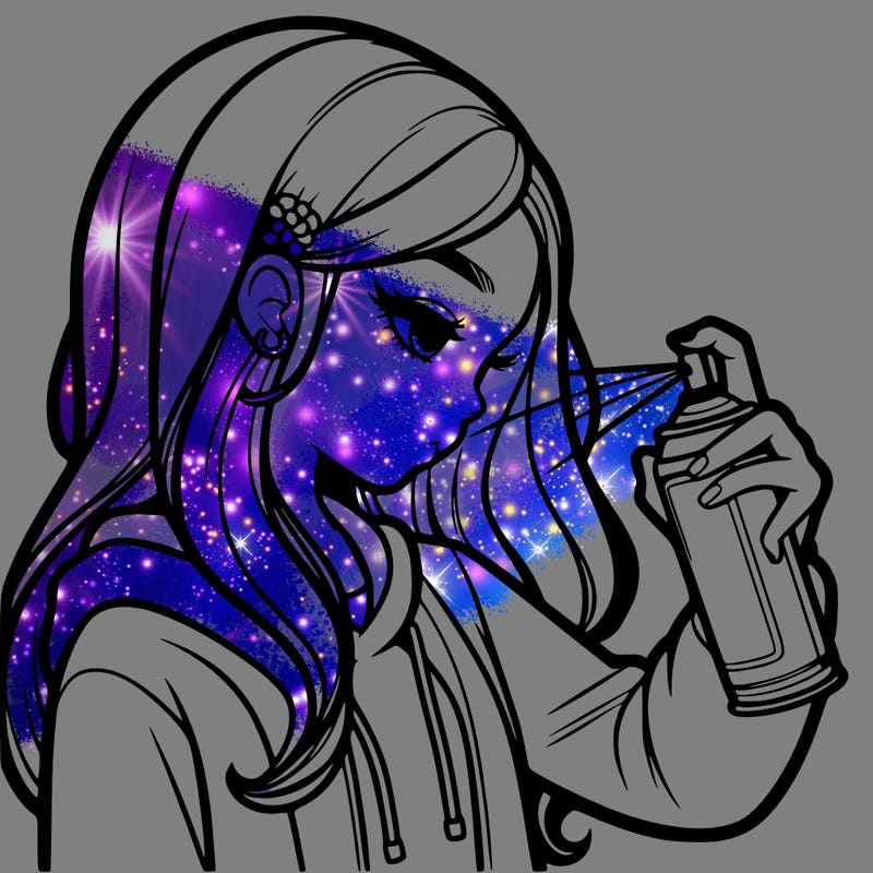 a realistic girl spray painting