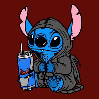 stitch a hoodie and redbull