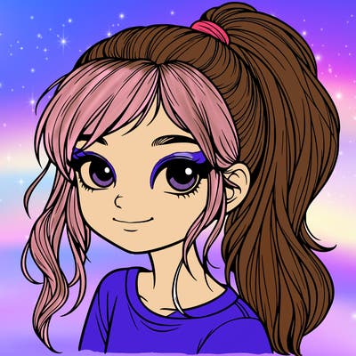 realistic girl with ponytail