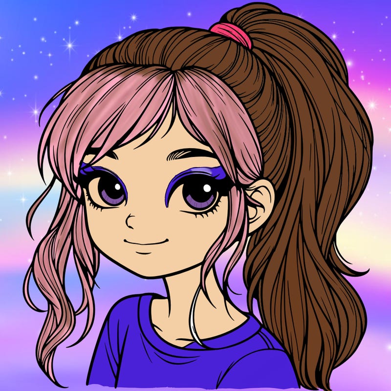 realistic girl with ponytail