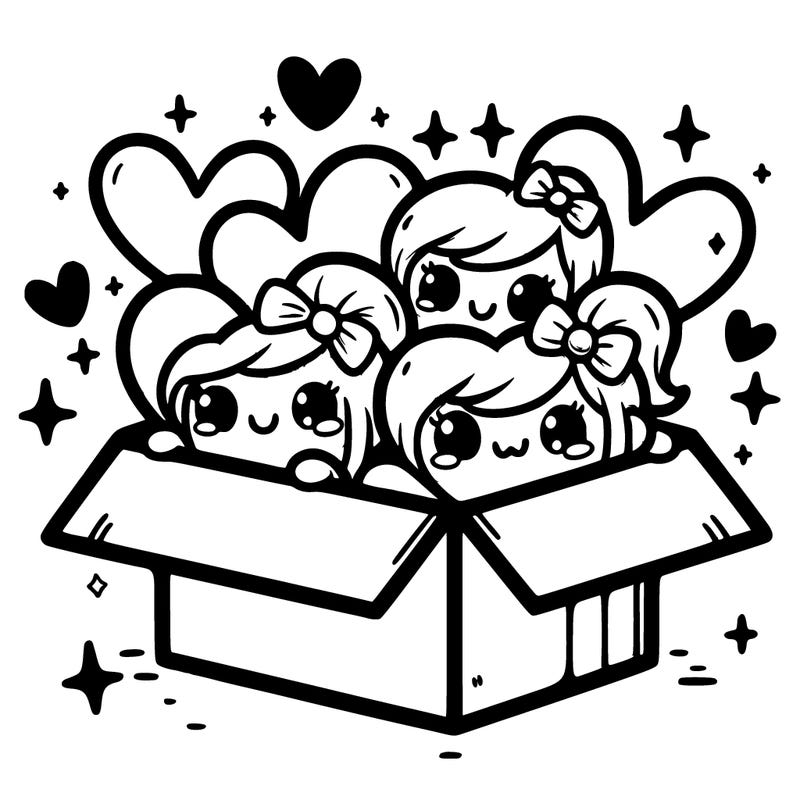 cute hearts in a box