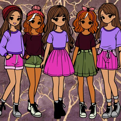 a group of five girls