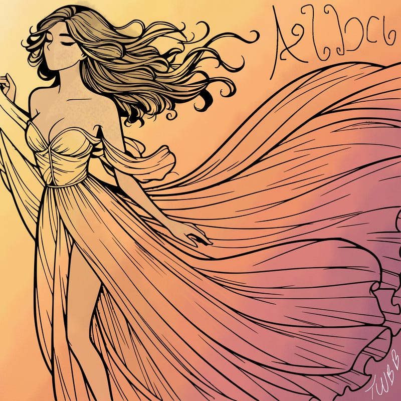 realistic woman in dress flowing the the wind