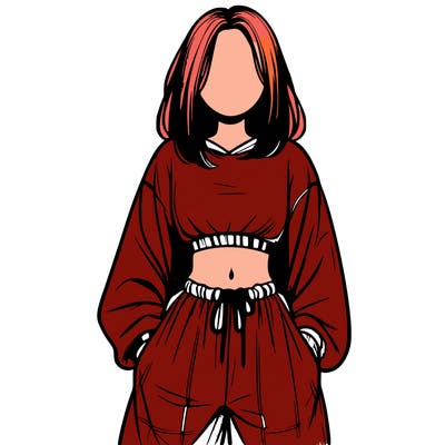 realistic girl faceless with baggy pants and a crop top