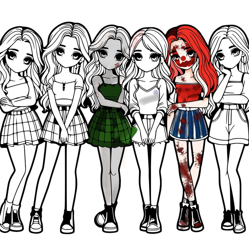 a group of girls realistic