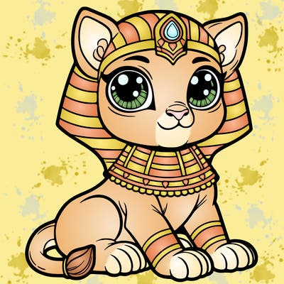 cute sphinx, big eyes, majestic