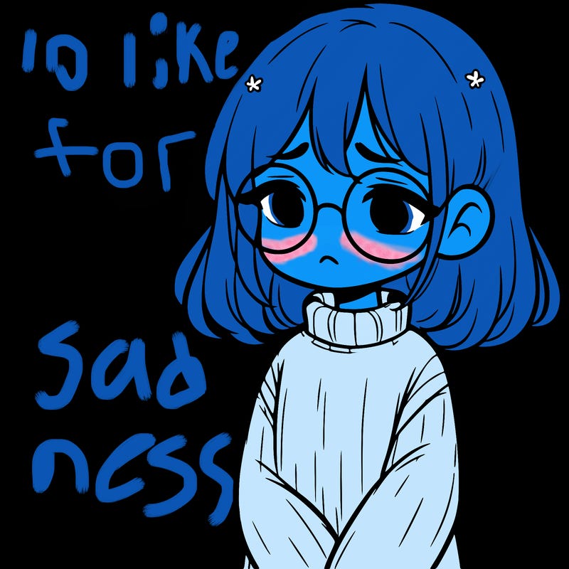 sad girl with glasses in a sweater