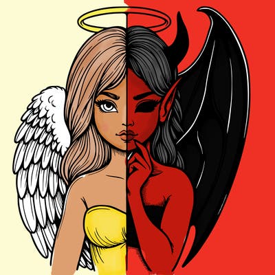 realistic angel half demon