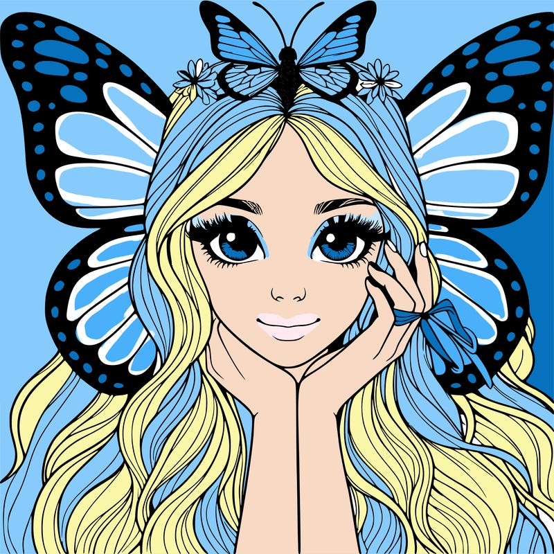 butterfly realistic girl