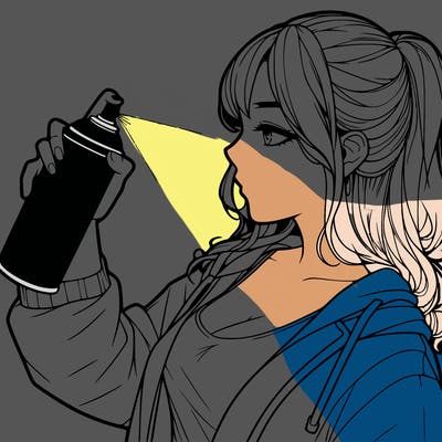 a realistic girl spray, painting