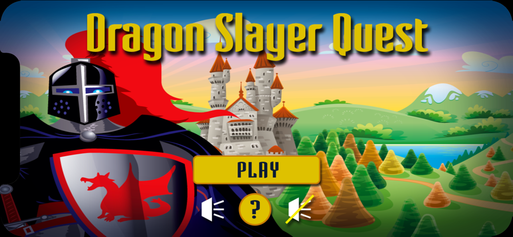 Dragon Slayer Quest - Dragon Slayer Quest main menu showing a knight and a castle background