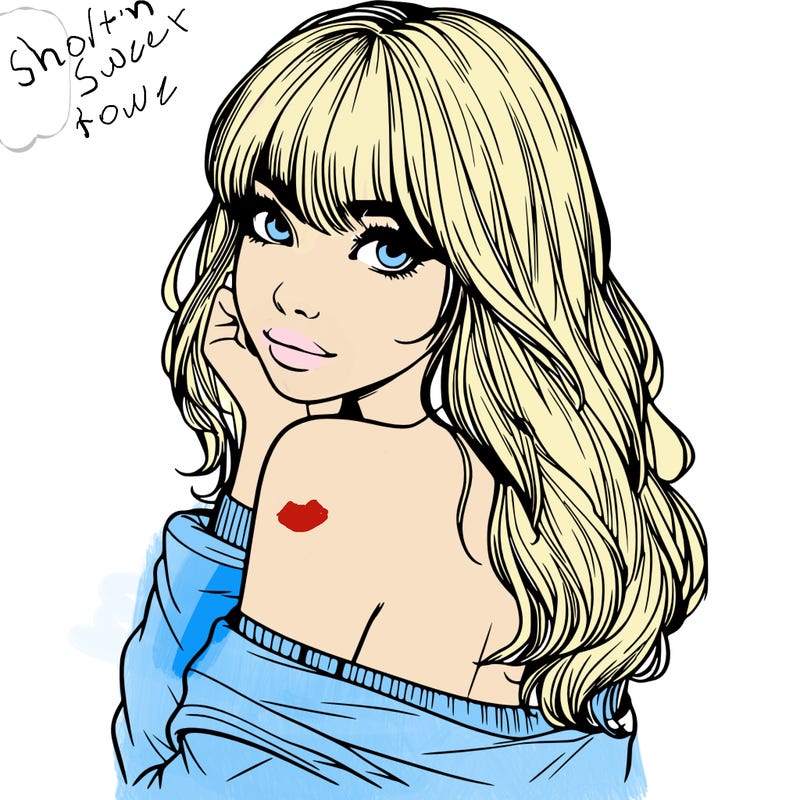 realistic girl with bangs looking over her shoulder