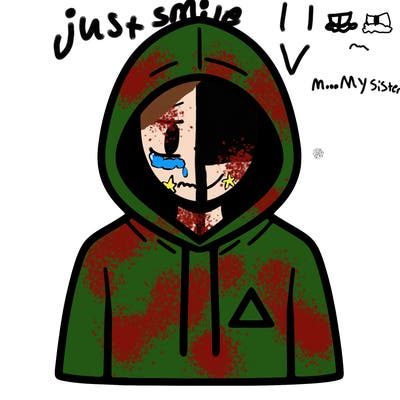 a person with non face waering a hoodie with a small triangle symbol