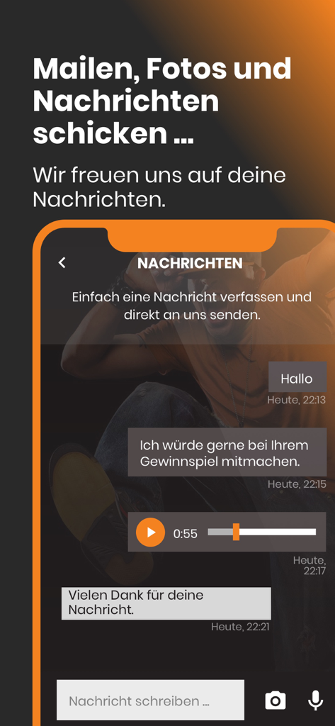 bigFM Radio - Interfaccia messenger nell'app bigFM Radio per l'interazione diretta con lo studio