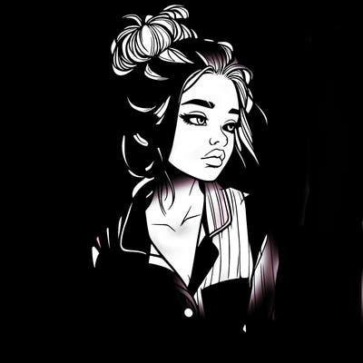 realistic woman with pajamas on and a messy bun