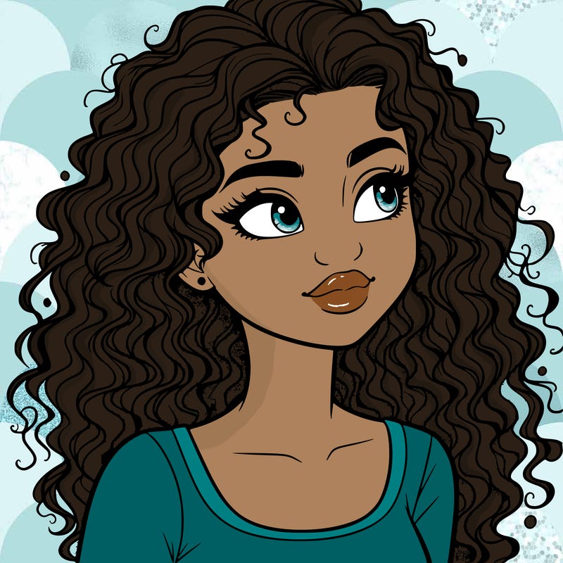 realistic girl with curly hair