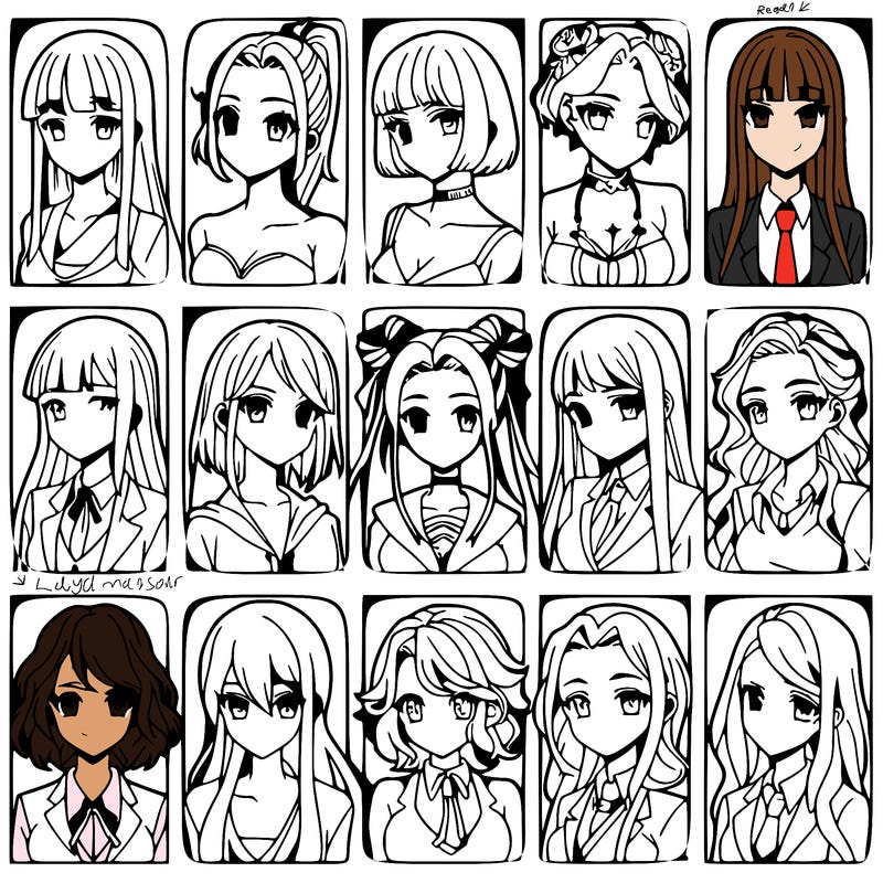 girls that look diffrent anime