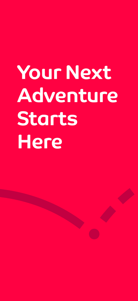 Écran d'accueil de l'application Air Arabia avec le texte Votre prochaine aventure commence ici sur fond rouge