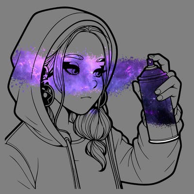 a realistic girl, spray painting