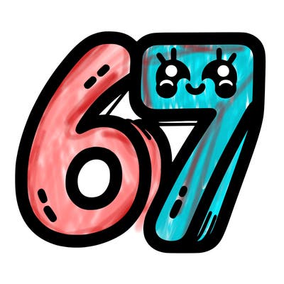 the numbers 67