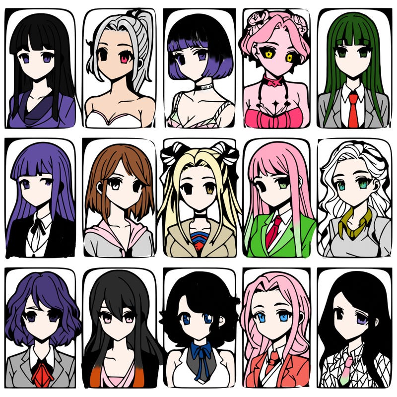 girls that look diffrent anime