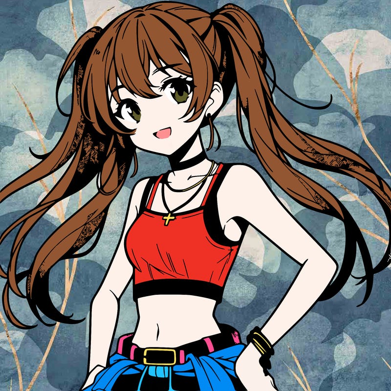 anime girl wearing crop top