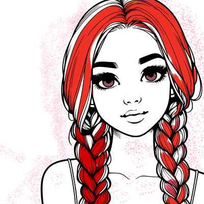 realistic girl with braids